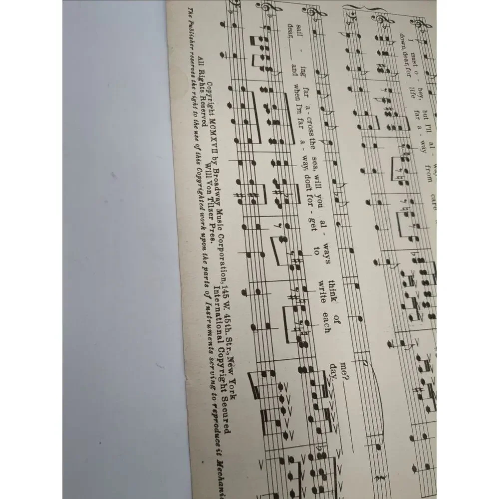 1917 Sheet Music I May Be Gone For A Long Long Time by Albert Von Tilzer‎